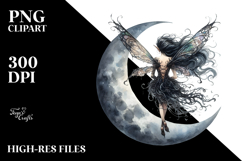 Gothic Fairy on the Moon PNG Product Image 2