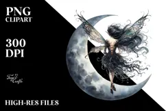 Gothic Fairy on the Moon PNG Product Image 2
