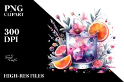 Creative View of Cocktail , Watercolor PNG Product Image 2