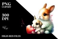 Watercolor Baby Rabbit Behind Heart PNG Product Image 2