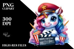 Colorful Baby Unicorn with Director Cap PNG Product Image 1