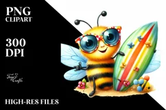 colorful Funny Bee Hummingbird Surfboard | Sublimation | Product Image 3