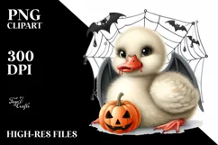 Funny Baby Swan With Halloween Vampire Fangs | Clipart Product Image 3