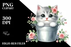 Cute Baby Cat from Bucket PNG Product Image 3