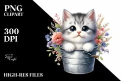 Cute Baby Cat from Bucket PNG Product Image 3
