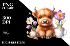 Watercolor Highland Cow Crocus Splash | Sublimation | Product Image 3