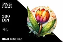 Wooden Stained Tulip Watercolor Splash | Sublimation | Product Image 1