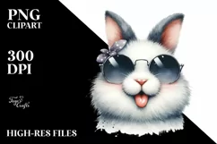 Funny Rabbit Sunglasses Portrait | Watercolor Clipart Product Image 1
