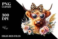 Elegant Highland Cow With Animal Print Sunglasses | Product Image 3