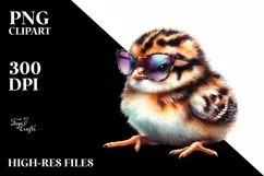 Vibrant Baby Partridge with Sunglasses | Clipart Product Image 3