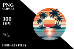 Retro Tropical Island Sunset 20 oz Tumbler PNG Product Image 2