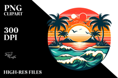 Retro Tropical Island Sunset 20 oz Tumbler PNG Product Image 2