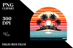 Retro Tropical Island Sunset, 20 oz Tumbler Product Image 2