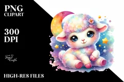 Colorful Smiling Baby Dall Sheep with Moon and Stars Product Image 1