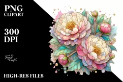 Small Stained Peonies, Transparent PNG Product Image 1
