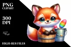 Colorful Baby Fox in Bucket | Sublimation | Clipart Product Image 3