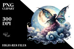 Gothic Fairy on Cloud from Back PNG Product Image 2