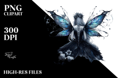 Gothic Fairy on Cloud from Back PNG Product Image 2