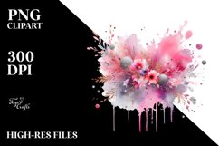 Colorful Pinkish Watercolor Splash | Small Silver Foil Product Image 1