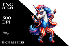 Patriotic Unicorn Dancing PNG Product Image 2
