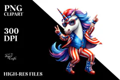 Patriotic Unicorn Dancing PNG Product Image 2