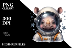 Cute Baby Rhino in Astronaut Helmet PNG Product Image 2
