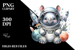 Cute Baby Rhino in Astronaut Helmet PNG Product Image 2