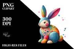 Wooden Bunny Digital Painting PNG Product Image 2