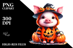 Cute Baby Pig in Halloween Style PNG Product Image 2