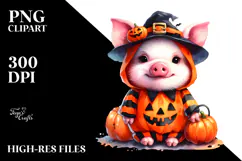Cute Baby Pig in Halloween Style PNG Product Image 2