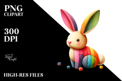 Colorful Bunny Made of Wood PNG Product Image 2