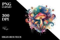 colorful Magical Celestial Astral Mushroom Splash | Clipart Product Image 1
