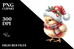 Cute Baby Chicken Dressed for Christmas PNG Product Image 3