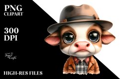 Watercolor Baby Cow with Hat Product Image 3