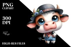 Watercolor Baby Cow with Hat Product Image 1