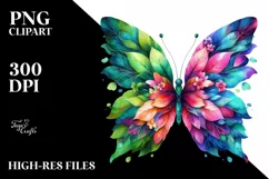 Abstract Vibrant Watercolor Butterfly, Transparent PNG Product Image 3