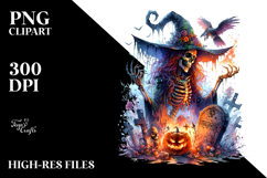 Vibrant Witch Halloween Grave Clipart Product Image 2