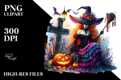 Vibrant Witch Halloween Grave Clipart Product Image 2