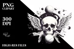 Simple Skull Digital Clipart, Transparent PNG Product Image 3