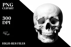Simple Skull Digital Clipart, Transparent PNG Product Image 3