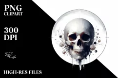 Simple Skull Digital Clipart, Transparent PNG Product Image 1