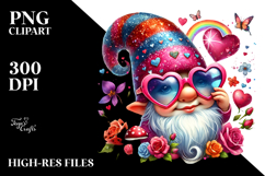 Valentines Gnome with Heart Sunglasses PNG Product Image 2