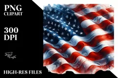 Watercolor Flag USA Collors Sublimation Clipart Product Image 1