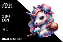 Colorful Baby Unicorn in Latin Club PNG Product Image 1