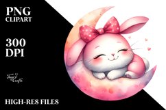 Colorful Smiling Baby Rabbit on Moon Product Image 1