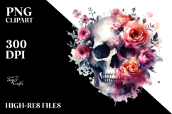 Grungy Skull Half Flowers PNG Product Image 2