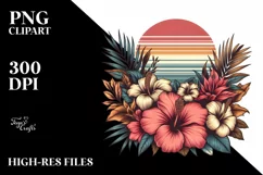 Vintage Flower Sunset Clipart Product Image 1