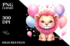 Vibrant Pink-ish Cute Baby Lion Balloons Product Image 3