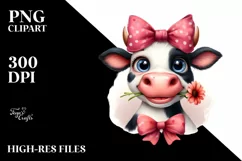 Watercolor Funny Cow with Bow and Sunglasses Product Image 1