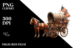 Vintage Rusty Horse Wagon, USA Flag Colors PNG Product Image 2